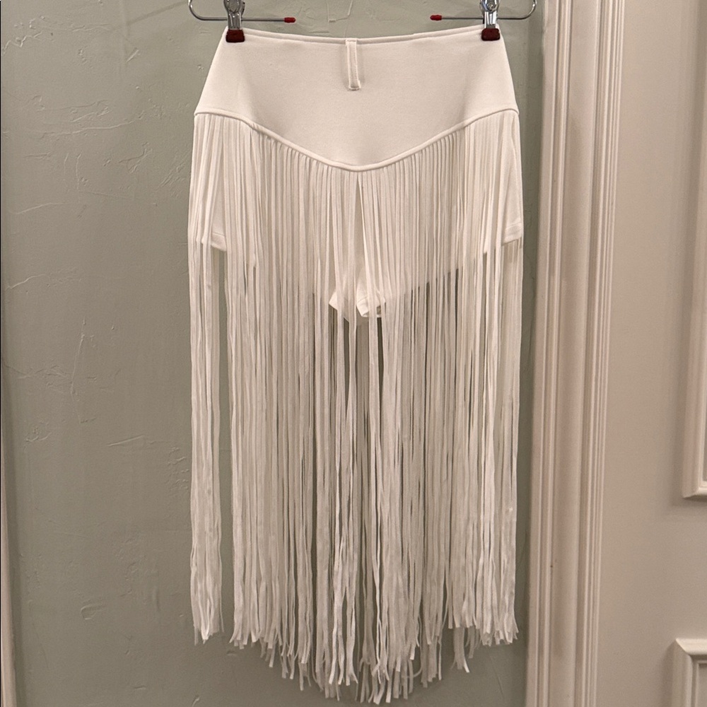 White Fringe Skirt and Vest Set - Picture 7 of 11